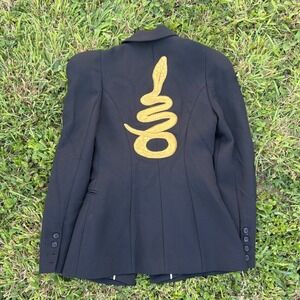 Judy Zhang Snake Embroidered Blazer NWT Black Wool Blend Statement Jacket
